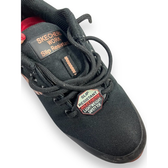 Skechers Work Sure Track Slip Resistant Shoes, Chiton Alloy Toe | Wmns 6.5 Black - Picture 14 of 15